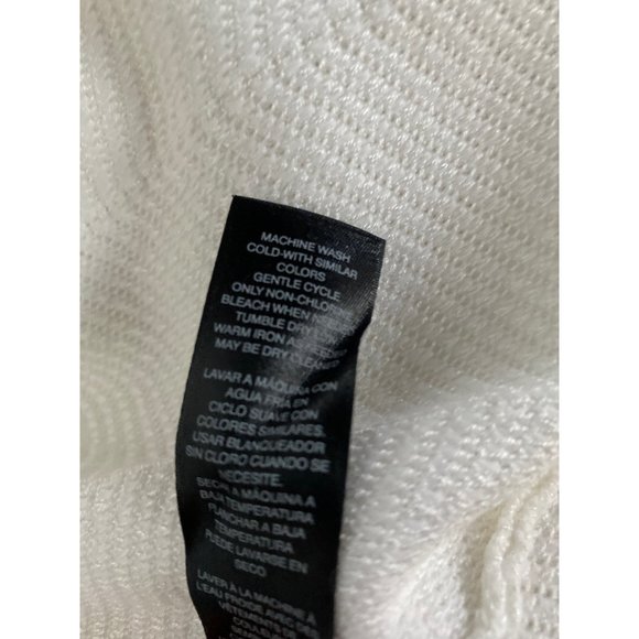 Travelers Collection Chicos 4 Cardigan Sweater White Fringe Crochet Trim Sl - Picture 8 of 9